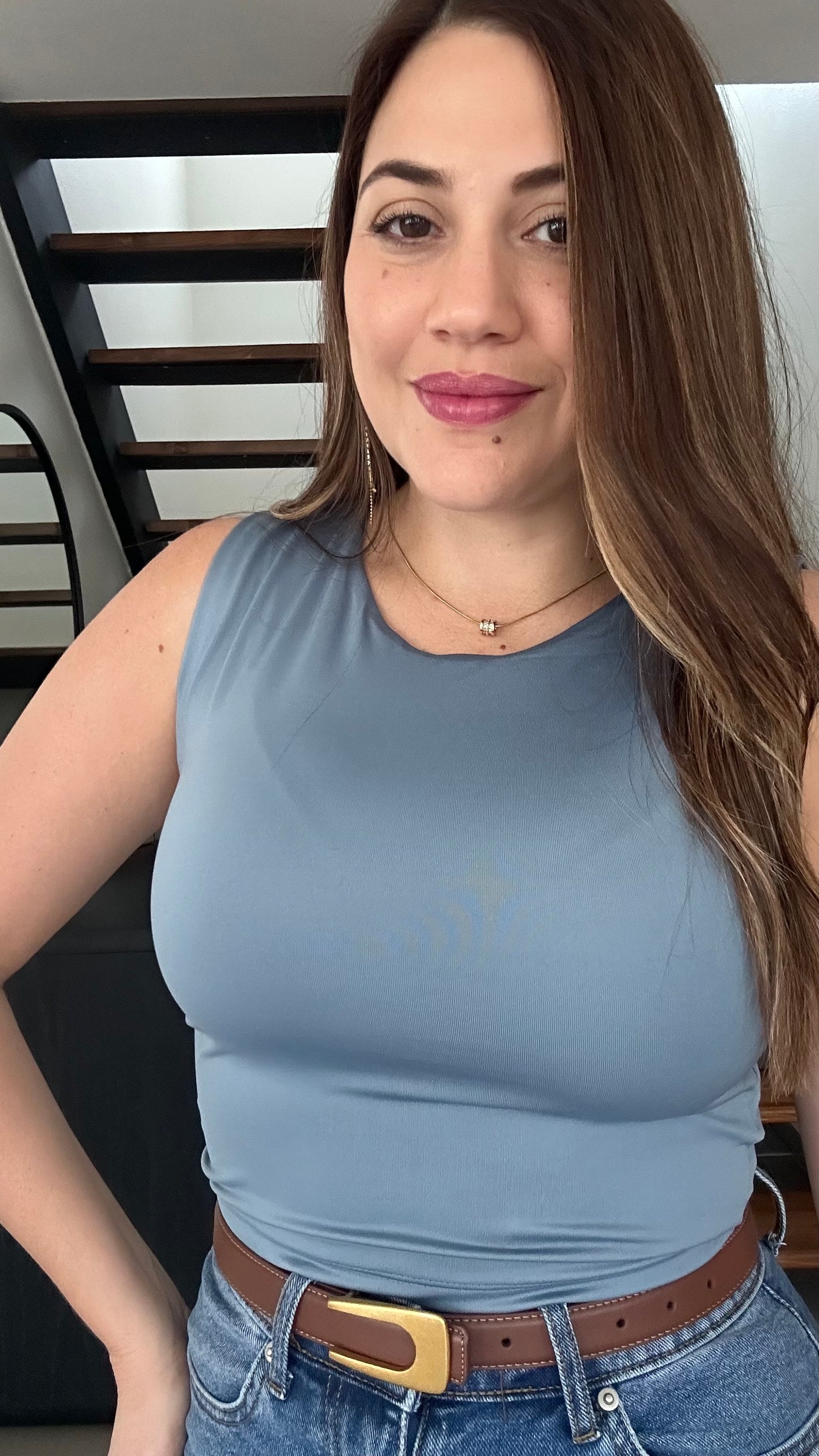 Denim Blue Cropped tank top
