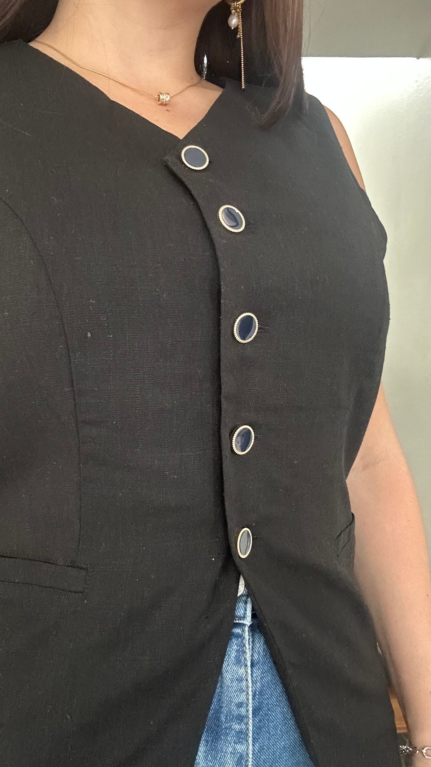 Bli Linen Vest- Black