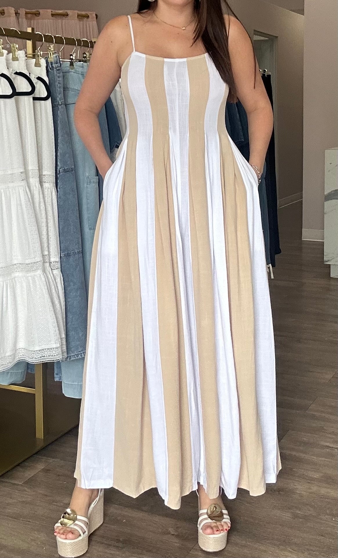 Gauze Striped Sleeveless jumpsuit