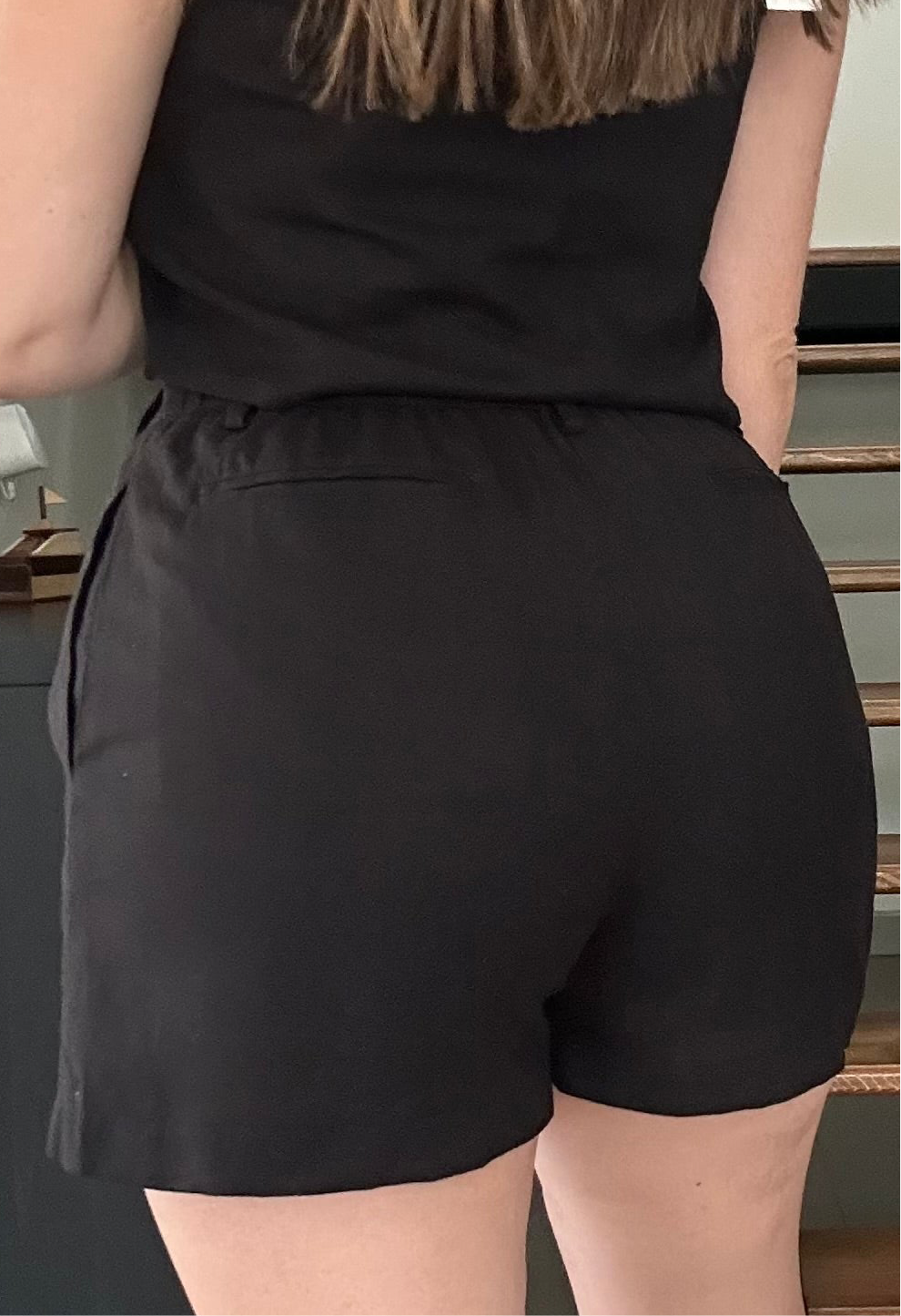 High waist front pleat shorts