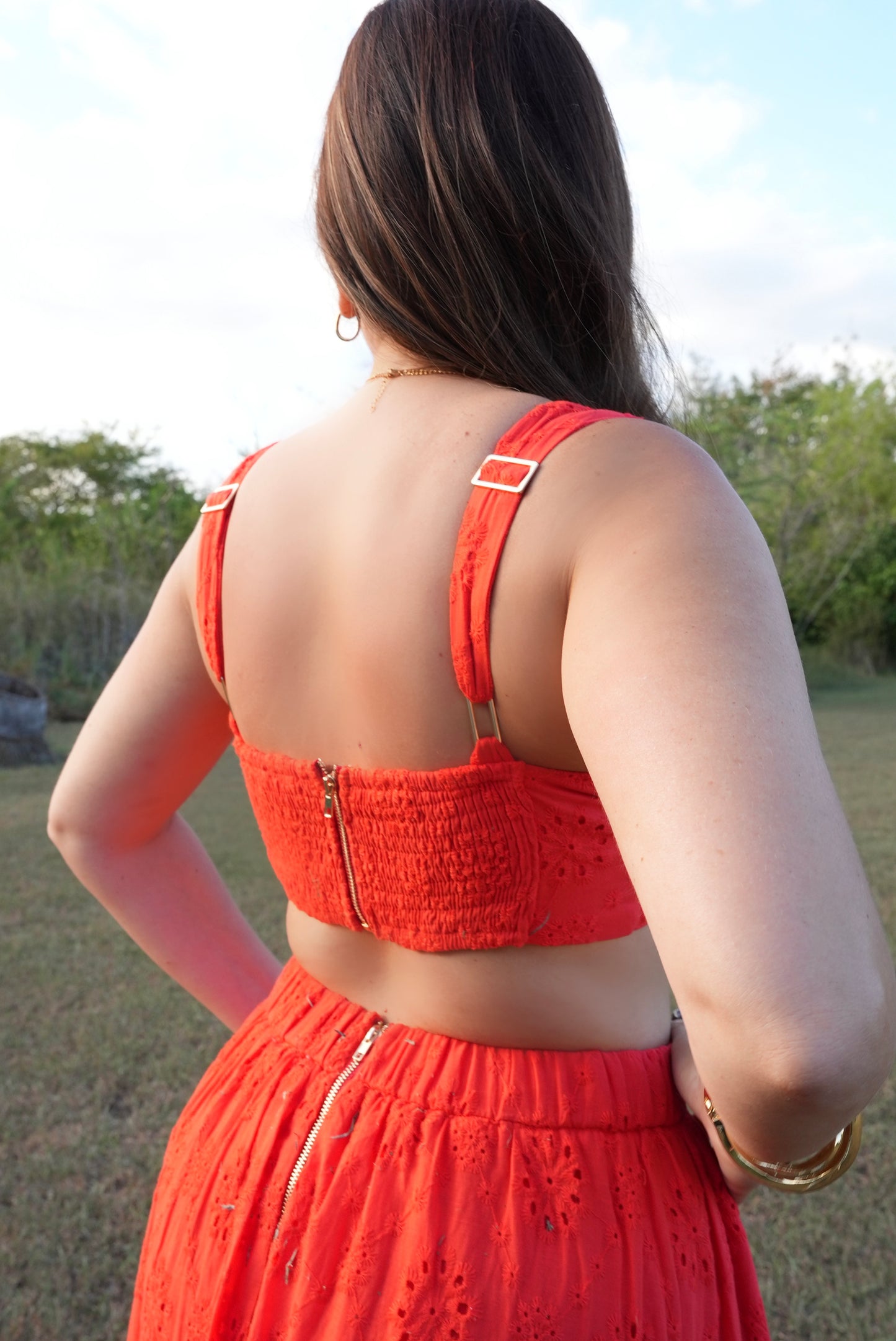 Shell & Flare Eyelet Top & Skirt Set