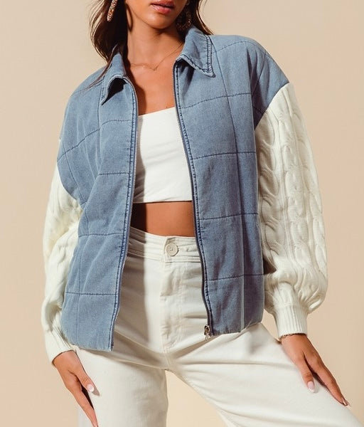 Square Quilted Denim Jacket