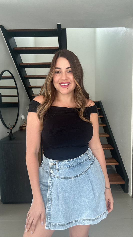 Denim Pleated Skort