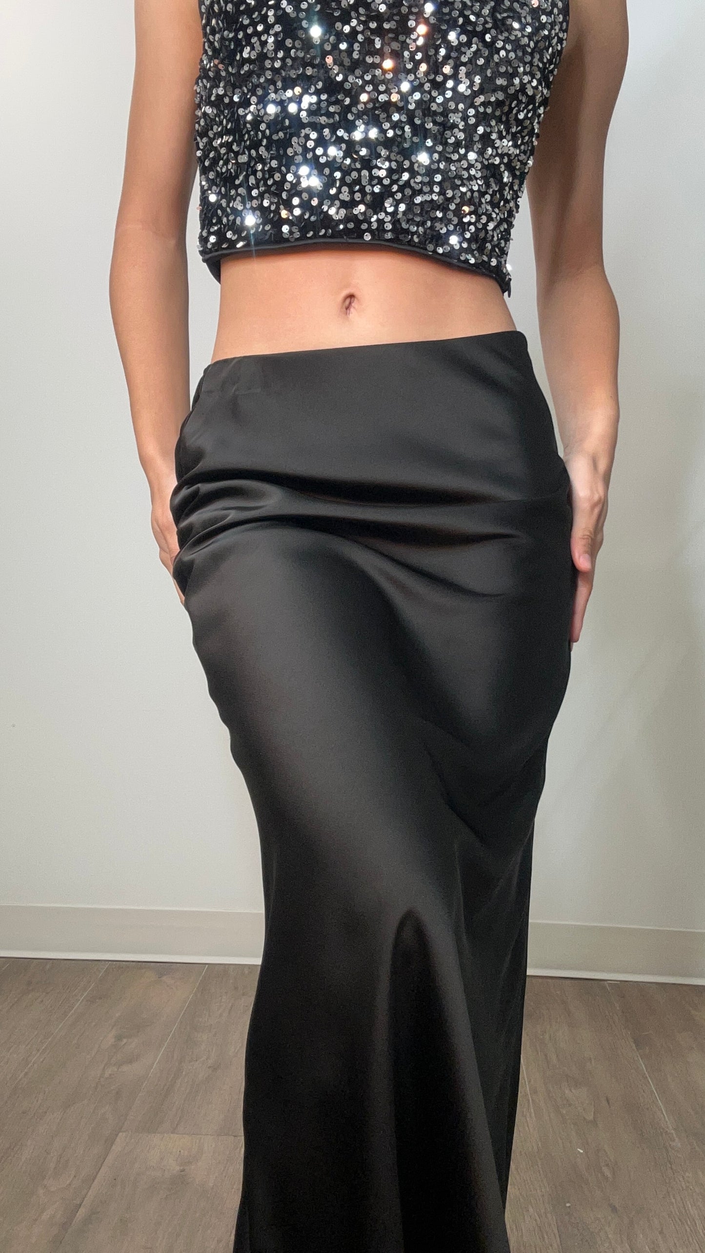 Mia Satin Midi Skirt