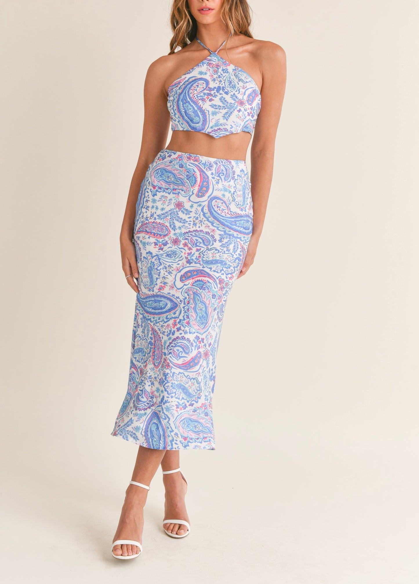 Printed Blue Skirt Set