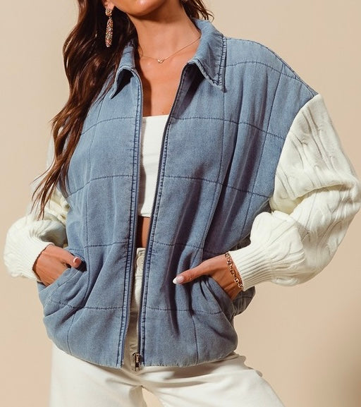 Square Quilted Denim Jacket