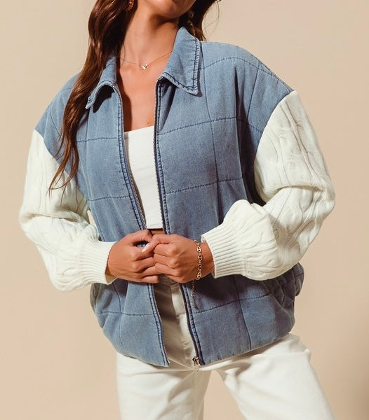 Square Quilted Denim Jacket