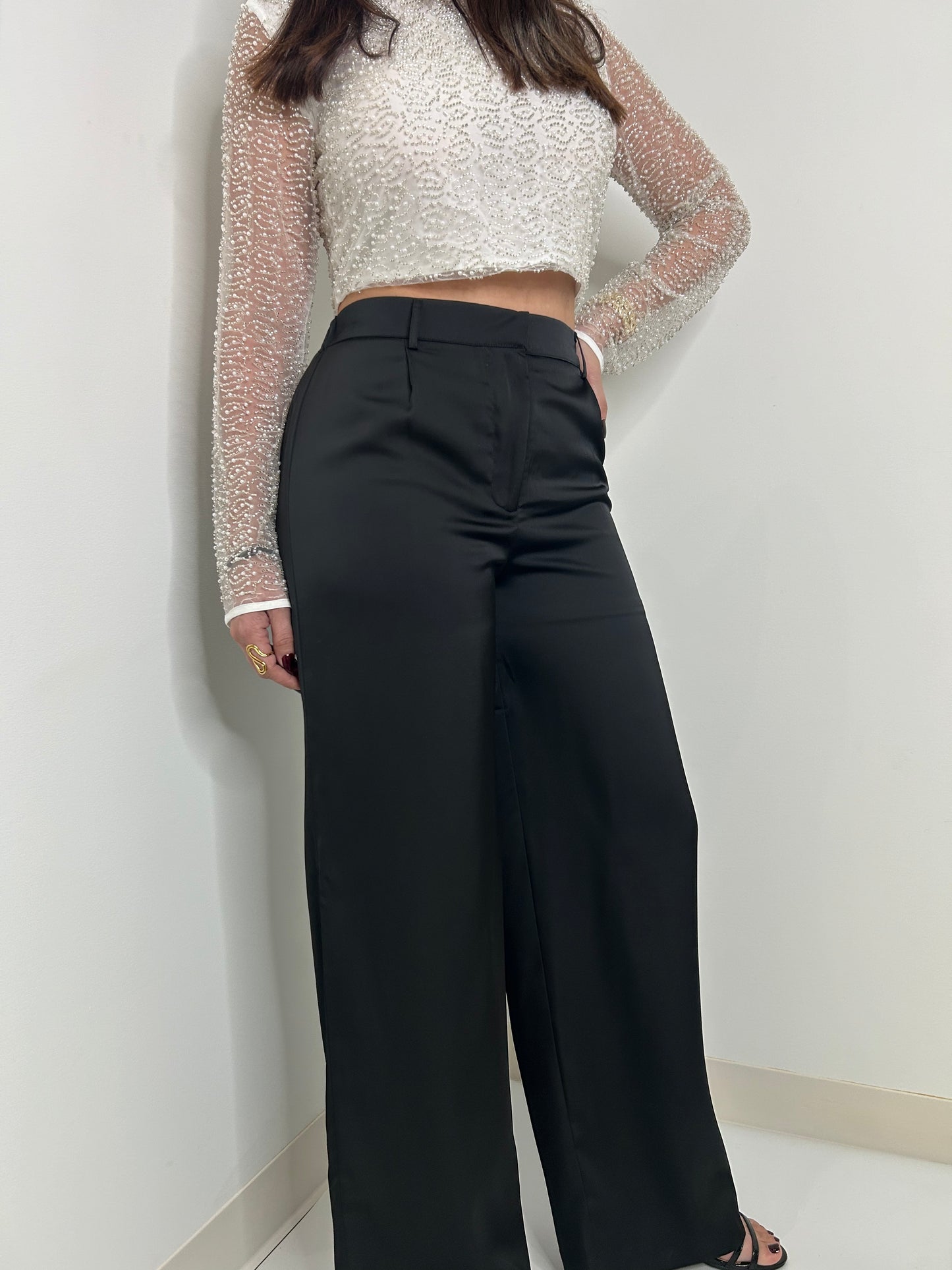 High waisted Wide Satin Pants