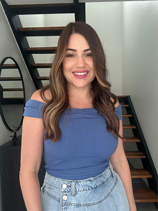 Ruched Front Off Shoulder Knit Crop Top (Deep Royal Blue)